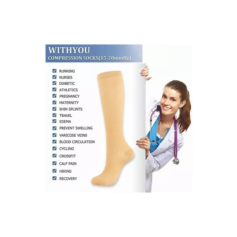 2 Pares Medias Calcetas De Compresión Circulation Venosa