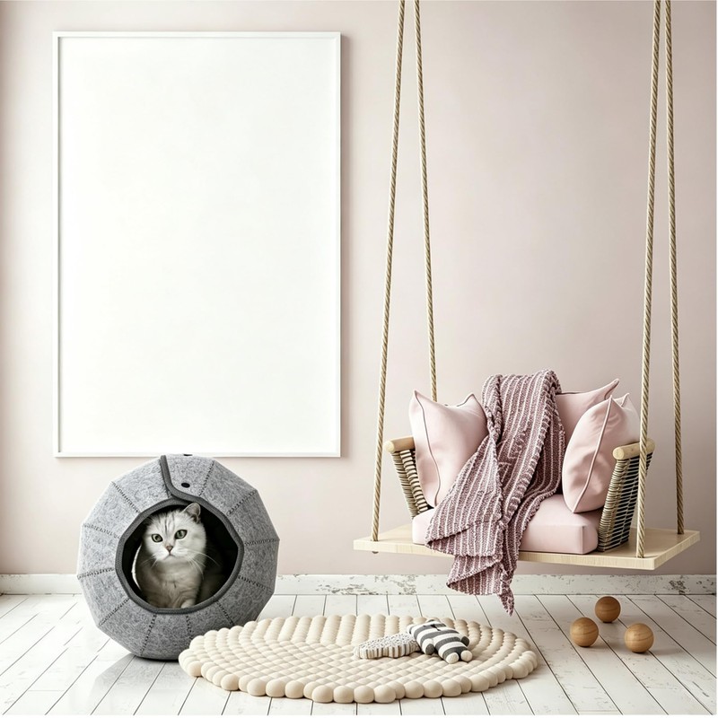 COLMO Cute Shell Cat Bed Cave Tunnel Toy Ball Multifunction