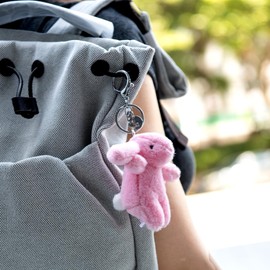 Plush Bag Charm Bunny Keychain Stuff Cute Kawaii Smiling Face Cloud Key Chain for Women Girls Pendant Purse Backpack Handbag Tote Charms (Pink)