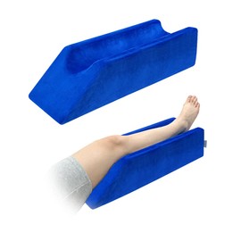 Leg Elevation Wedge Pillow Knee Leg Rest Pillow for Sleeping Post Surgery Knee Support Foam Bed Wedges Legs Bolster Foot Elevation After Surgery Pillow Positioning Wedge Cushion (Blue, 65cm Long)