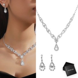 Aokun Kit Boda Sets De Joyeria Cristal Deco Mujer Collararete Juego,regalos Para Mujer,collar Mujer,dijes Para Arete Regalos de San Valentín