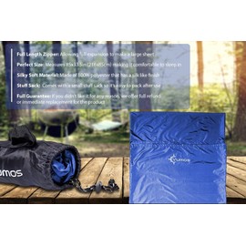 Vumos Sleeping Bag Liner and Camping Sheet - Silk Like Material for Travel - Has Full Length Zipper - Black