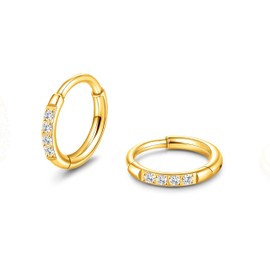 limerencia Small Hoop Earrings for Women, Hypoallergenic Titanium Huggie Hoop Earrings Set G23 Piercings Cartilage Earrings Set for Women Sensitive Ears (White CZ Gold, 6mm)