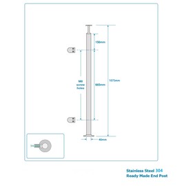 LIUCHONGYANG99 2PCS Glass Railing Post 42"x1.5"x1.5" Stainless Steel Satin Finish, for Stairs and Deck handrails，can be Installed on Wood or Concrete Floor. (40MM*40MM, End Post)