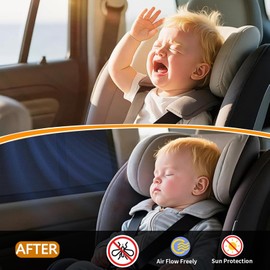 Baby Car Sun Shade, Set of Two Double-Sided UV Protection Car Window, Reduces Heat and UV Radiation, Highly Elastic and Breathable Car Sun Shade, Universal for Most Vehicles