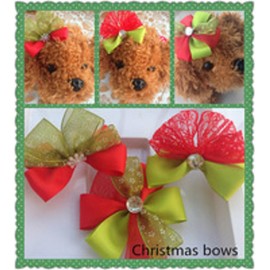 The Crafty Owl Christmas Random Designs Handmade Pet Dog Cat Hairclips Hair Tie (Bow Hair Tie-8 Pieces)