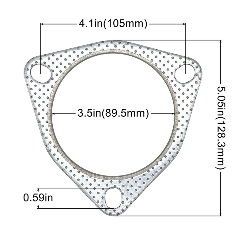 YGQ 3.5 Inch Exhaust Gasket 3-Bolt 89.5mm Muffler Flange Header