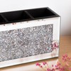 SHYFOY 4-Compartment Makeup Brush Holder, Mirrored Makeup Organizer with Crushed