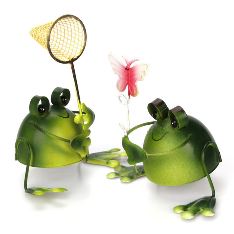 VIPITH Figurine, Interior Tabletop, Cute, Frog Ornament, Iron, Entryway, Veranda,