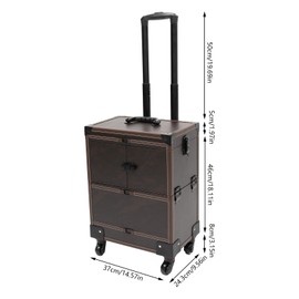 Rolling Makeup Train Case 7 Compartments+1*Mirror, 2* Keys, 4 *Universal Wheels, Cosmetology Case On Wheels Large Makeup Trolley Case Suitable for Anyone Who Loves Beauty or Nail Art/Ships (Coffee)
