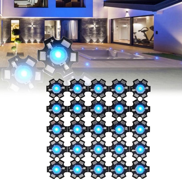 xuuyuu 25 Pcs LED Chips, 3W High Power LED Lamp Beads Emitter Diode Chips for DIY Lighting Fixtures(Blue)