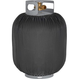 SIRUITON Propane Gas Tank Cover Fits Standard 20 lb Tank Cylinder, Travel Trailer Propane Tank Cover,1Storage Pockets,Water & Wear-Resistant, Black