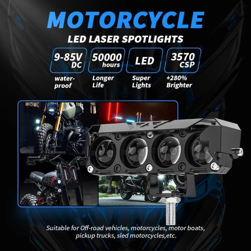 Par Luces Led Auxiliares Faros Para Motos Auto Impermeable