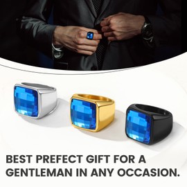 GOLDCHIC JEWELRY Created Blue Gemstone Rings For Men, Sapphire Rings For Hip Hop Singer Size T½