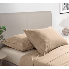 P Pothuiny 100% Microfiber Pillow Cases - Super Soft Beige Pillow Cases 20" x 40" - Set of 2 King Pillowcase Covers Pillow Protector - Wrinkle, Fade and Stain Resistant