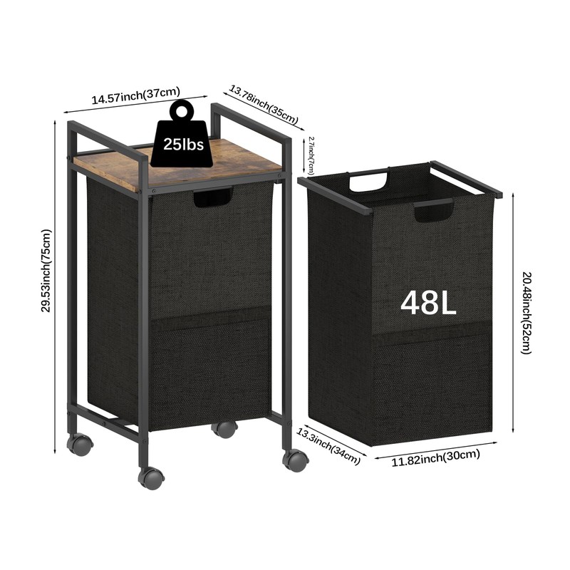 Laundry Hampers,Laundry Basket， Laundry Sorter with Top Shelf & Removable