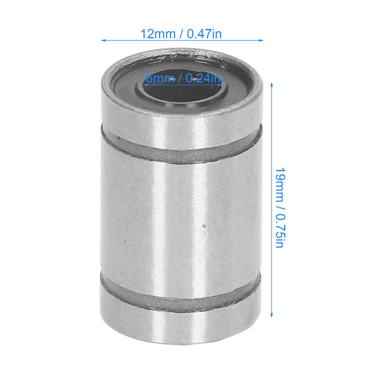 10Pcs Linear Motion Bearing Alloy Steel 6mm ID 12mm OD