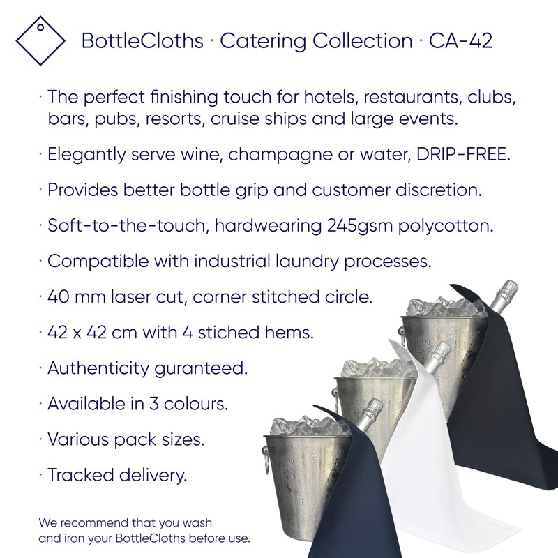 BOTTLECLOTHS - Catering Collection, Bottle Cloths for Ice Buckets, Polycotton,