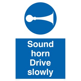 Viking signs mc1478-a4p-3 m "Sound Horn Drive slow" sign, 3 mm plastic rigid, 300 mm H x 200 mm W