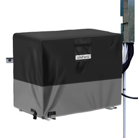 UniForU Window Air Conditioner Cover AC Cover for Outside Unit - 420D Waterproof Heavy Duty Fabric, Efficient Side Slits, Double Stitching, Secure Elastic Hem (Black&Grey, 40L"X16W"X30H")