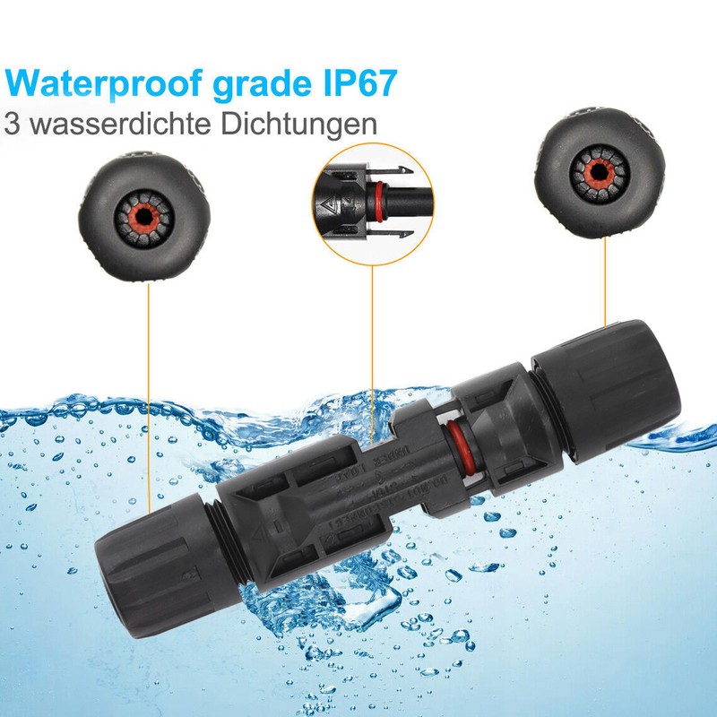 10 Sets Solar Panel Cable Connectors Waterproof Dustproof UV Resistant