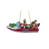 Speed Boat Santa and Reindeer Lake Party Boat Christmas Ornament