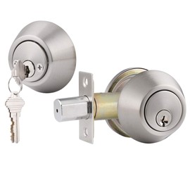 Gobrico 5 Keyed Alike Double Cylinder Deadbolts with Same Key Satin Nickel Finished,Keyed Exterior Interior Door Locks