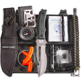 Weyland Ultimate Survival Kit – 11-in-1 Outdoor Gear with Survival Knife, Fire Starter, Compass, Multitool, Paracord Bracelet, & Case for Camping, Hiking, Emergency Preparedness