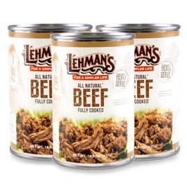 Lehman's All Natural Canned Meat, USA Made Ready to Eat for Everyday, Camping or Emergencies, 14.5 oz each, Pack of 3, Beef