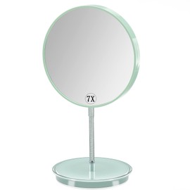 Jasefa Magnifying Make up Mirror with Stand, 1x/7x Magnification, 6" Double Sided Desk Table Mirror，360° Rotation Tabletop Mirror for Traveling,Shaving -Pink
