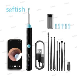 Softish Ear Wax Removal Tool with Camera ，Portable Type-C Rechargeable Ear Cleaner ,Waterproof Endoscope Ear Cleaning Tool ， Winter & New Year Gift Set ，Valentine's Day Stocking Filler - Color: White