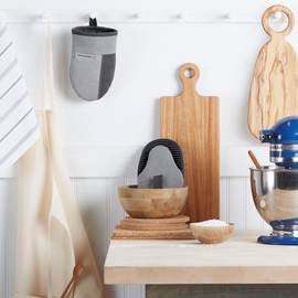 KitchenAid Beacon Two-Tone Mini Oven Mitt 2-Pack Set, Cool Grey/Frost Grey, 5.5"x8"