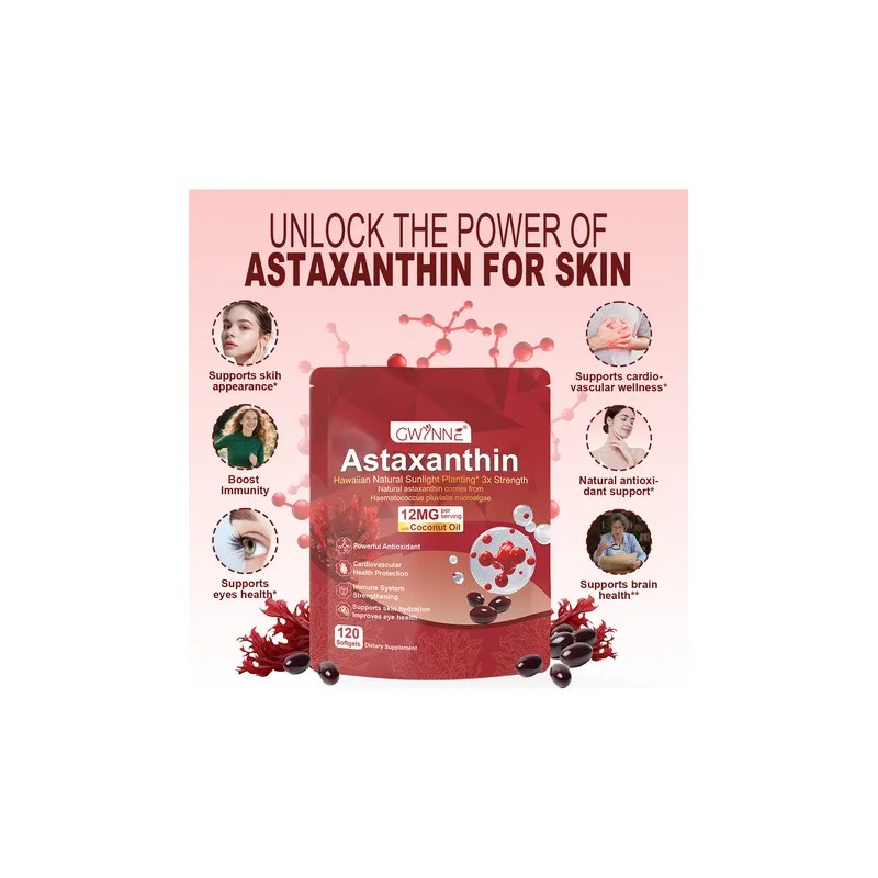 Gwynne Astaxantina 12 Mg 120 Cpsulas,astaxantina Antioxidant From Fresh Haematococcus