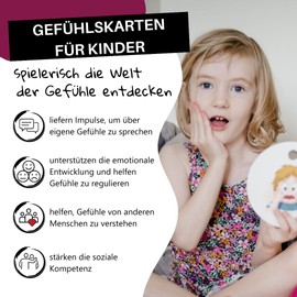 HANNIline® Feeling Cards 2 [Made in EU] 22 Designs, 13 Cards, Toddlers' Flashcards, 4 to 7 Years, Emotional Development + Emotional Clock Emotions and Colouring Pages Online - Educational Toy Emotions