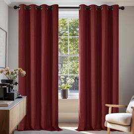 Deconovo Deconovo Super Soft Bedroom Curtains Thermal Insulated Blackout Eyelet Curtains for Girls Room 55x87 Inch Two Panels Red