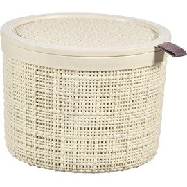 CURVER 2 Litre Round Jute with Lid Beige 100% Recycled Acacia