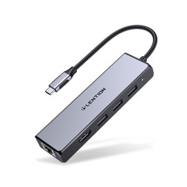LENTION Hub USB C con Salida HDMI 4K, 3 USB 3.0 y Gigabit Ethernet Compatible con MacBook Pro 13/15/16 2023-2016, Nuevo Mac Air y Surface, más, Adaptador de Stable Driver (CB-C25, Gris Espacial)