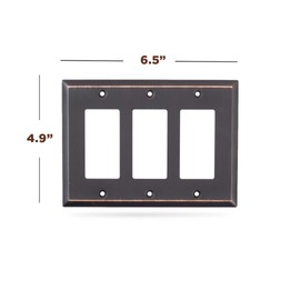 Pack of 2 Wall Plate Outlet Switch Covers by SleekLighting | Decorative oil rubbed bronze | Variety of Styles: Decorator/Duplex/Toggle / & Combo | Size: 3 Gang Decorator)