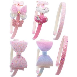 YYDDYRX 6 Pack Girls Headbands Glitter Kids Headbands Bow/Heart/Star Headbands for girls/Toddler/Teens (A-666)