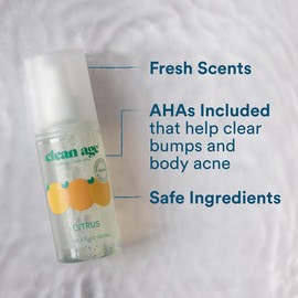 Clean Age - Aluminum Free Deodorant & Body Spray for Whole Body - Citrus 4oz (2 Pack) Clean Deodorant and Body Spray for Teen Boys and Girls - With AHA For Body Acne - Body Spray for Teens Formula