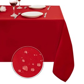 Obstal 210GSM Rectangle Red Tablecloth, Christmas Decorations Table Cloth Waterproof, Table Cover Protector for Holiday Party Use (Rio Red,60 x 144 Inch)