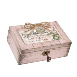 Cottage Garden Granddaughter Sun Stars Blush Pink Locket Petite Music Box Plays You are My Sunshine