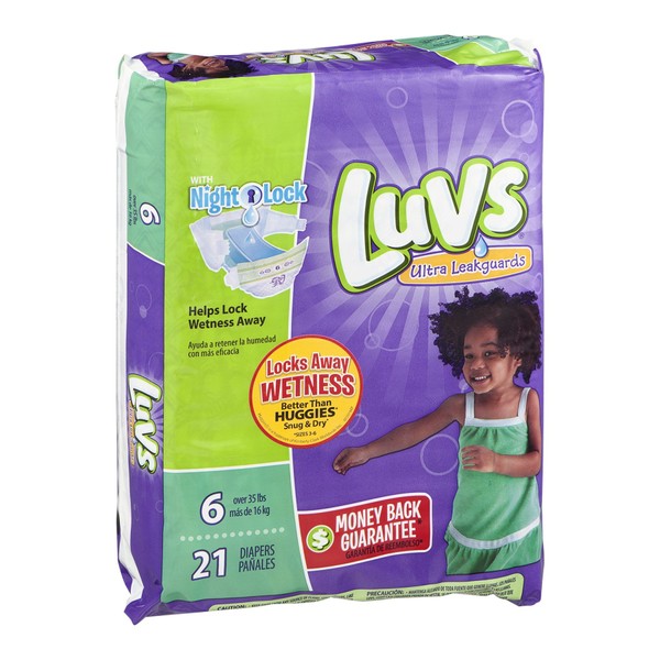 Luvs Stretch with Size 6 Ultra Leakguards Diapers, 21 count per pack - 4 per case.
