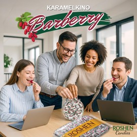 Roshen Hard Candies "Karamelkino" Barberry Kosher and Halal, Delicious, Flavorful hard Sweets Bulk Candy (1kg/2.204lb)