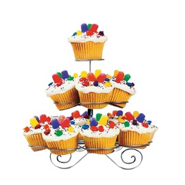 Trimming Shop Cupcake Stand 3 Tier Cake Stand Cupcake Holder for Dessert Spiral Metal Cupcake Stand for Themed Birthday Party Table Decoration Wedding Dessert Tower with 13 Mini Cake Food Display Set