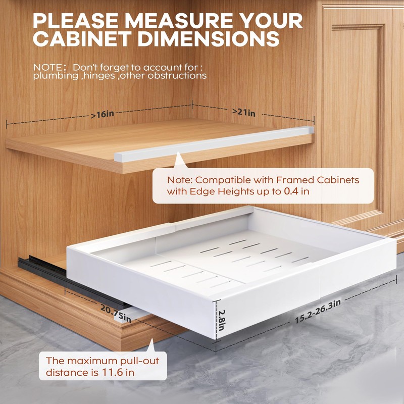 Seinloes 2 Pack Expandable Pull Out Cabinet Organizer 21"Deep With