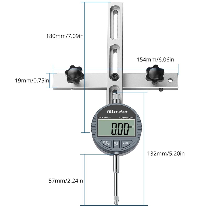 ALLmeter Digital Table Saw Gauge with Dial Indicator 0-1 Inch