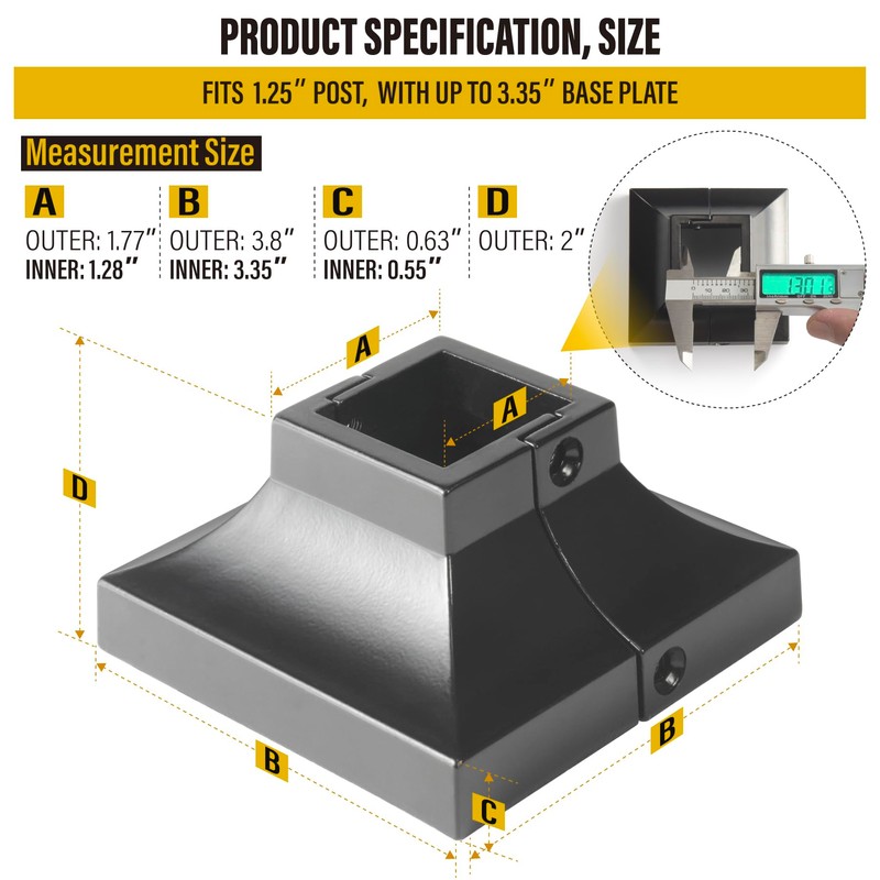 Epcee 1pcs Post 1.25" Aluminum Deck Post Base Cover, Post