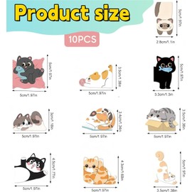 MEISO 10 unidades Marcapáginas Magnético de Gato, con Adorables Gatos de Dibujos Animados, Divertidos y Prácticos. Perfectos Como Regalos de Lectura para Profesores, Lectores en Escuela