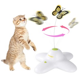ALL FOR PAWS Juguetes interactivos para gatos con forma de mariposa, divertidos juguetes de gatito giratorios, incluye 2 reemplazos